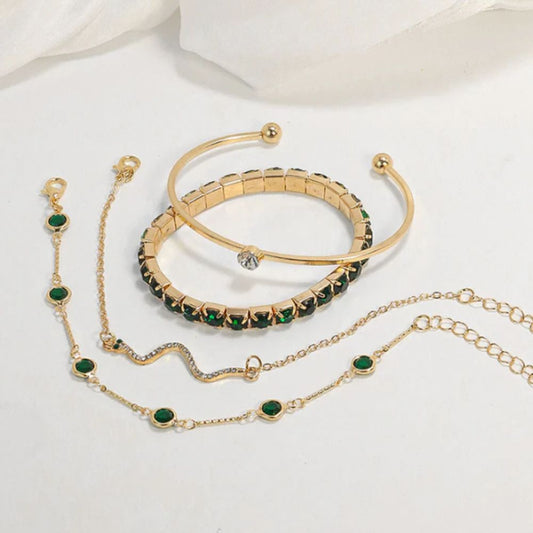 Green Gemstone Bracelet Set